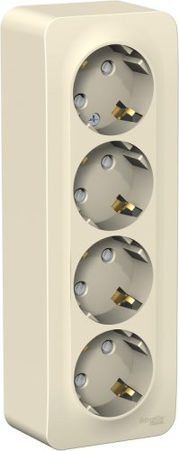 Розетка с заземлением накладная Systeme Electric Blanca 4-м. шторки молочный картинка